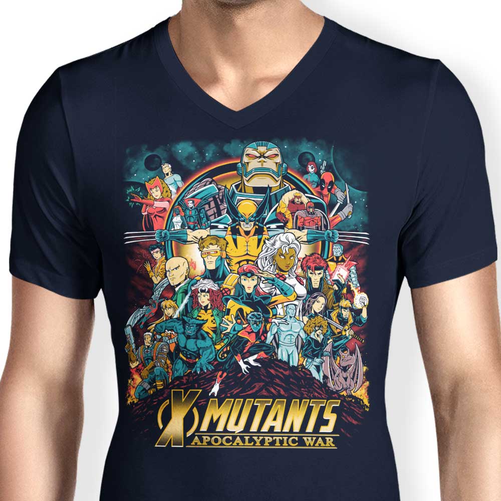 Men's Apocalyptic War Themed V-Neck T-Shirt
