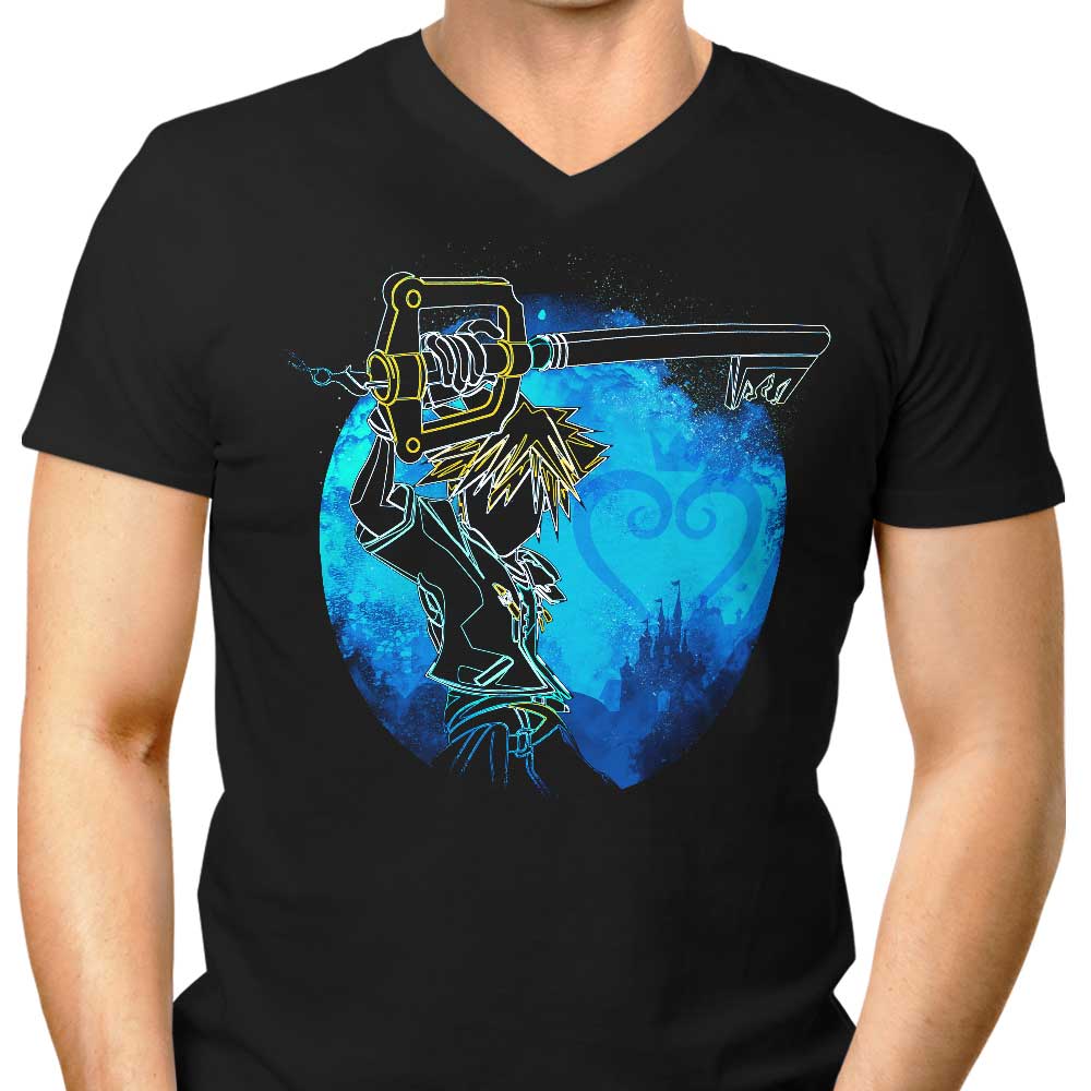 Men's V-Neck T-Shirt with Keyblade Orb Design