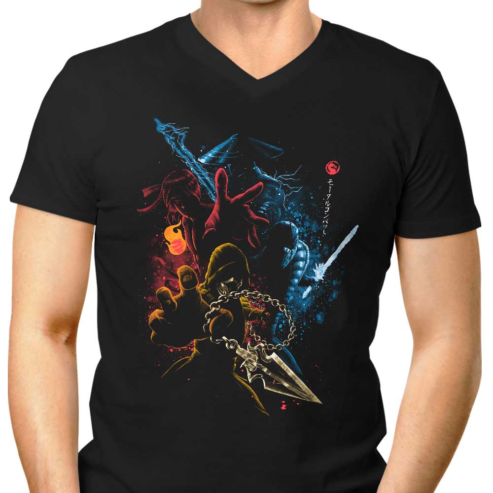 Men's V-Neck Mortal Fighters T-Shirts