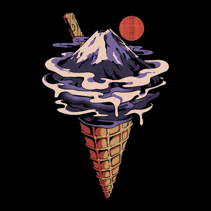 Ilustrata's Fuji Ice Cream-themed Men's Ringer Style T-Shirt
