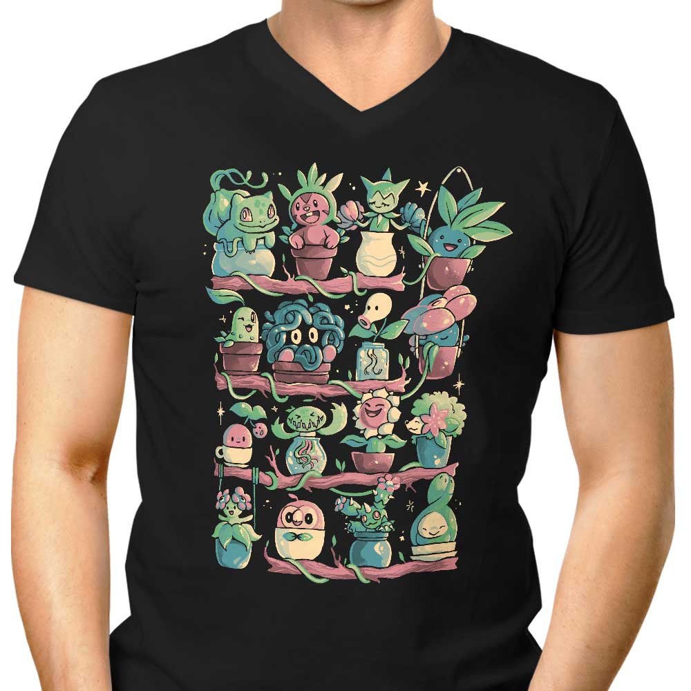 Stylish Men's V-Neck Grass Shelf T-Shirt
