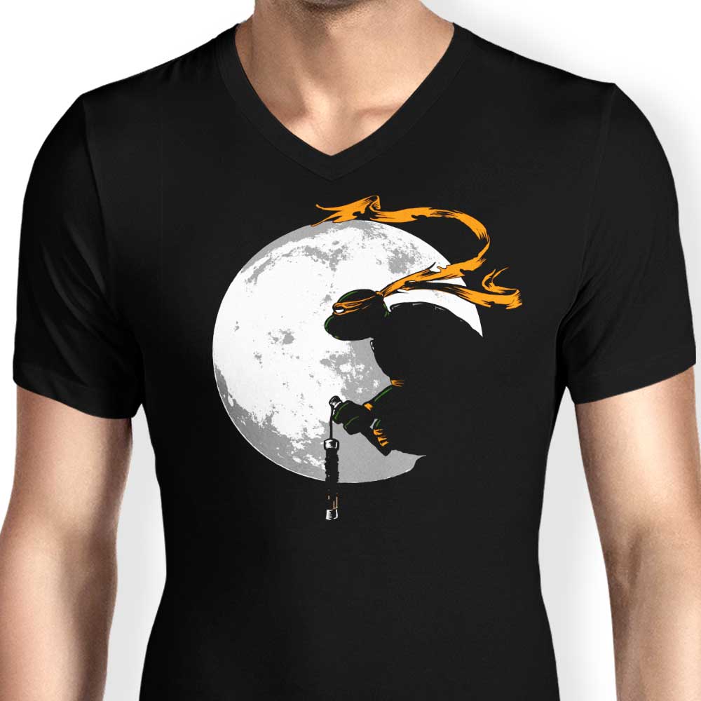 Men's Stylish V-Neck Moon Nunchaku T-Shirt