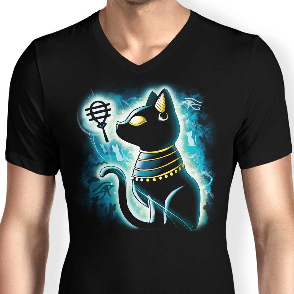 Men's Stylish V-Neck T-Shirt Named Bastet