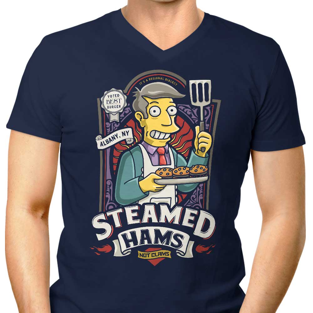 Men's Stylish V-Neck Steamed Hams T-Shirts