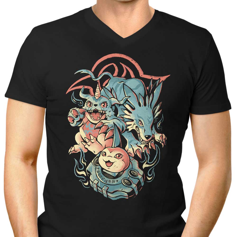 Men's Stylish Digital Wolf Evolution V-Neck T-Shirt