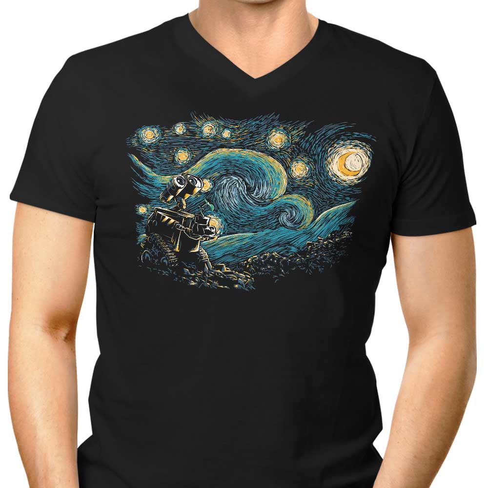 Men's Stylish V-Neck Starry Robot T-Shirt