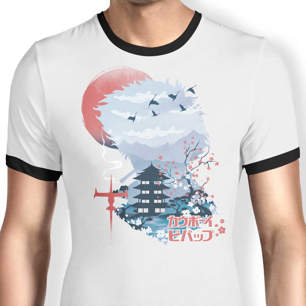 Dandingeroz's Stylish Ukiyo - e Cowboy Men's Ringer T - Shirt in S to 4XL Sizes