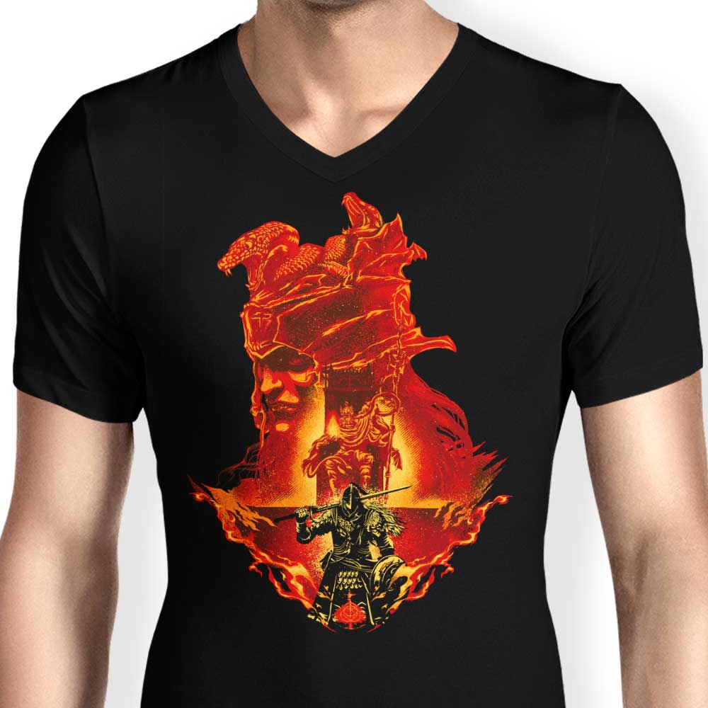 Hypertwenty's Flaming Assault Men's V-Neck T-Shirt