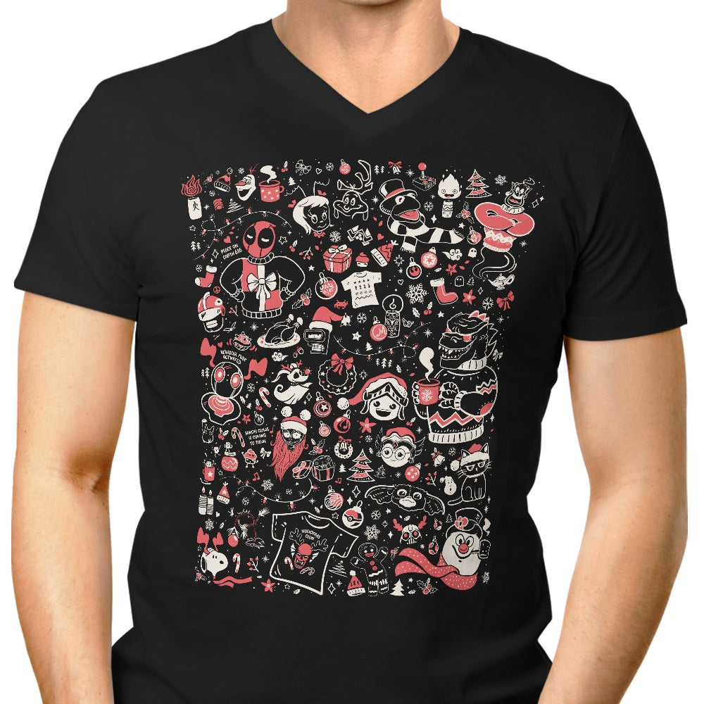 Men's V-Neck OUAT Doodles T-Shirts for December 2024