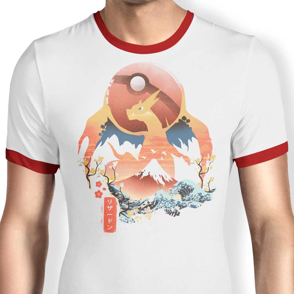 Ukiyo Fire Men's Stylish Ringer T-Shirt by Dandingeroz