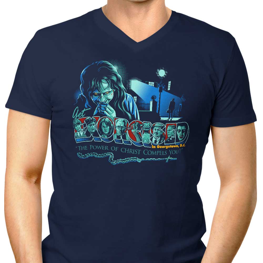 GoodIdeaRyan Men's Stylish V-Neck 'Get Exorcised' T-Shirt