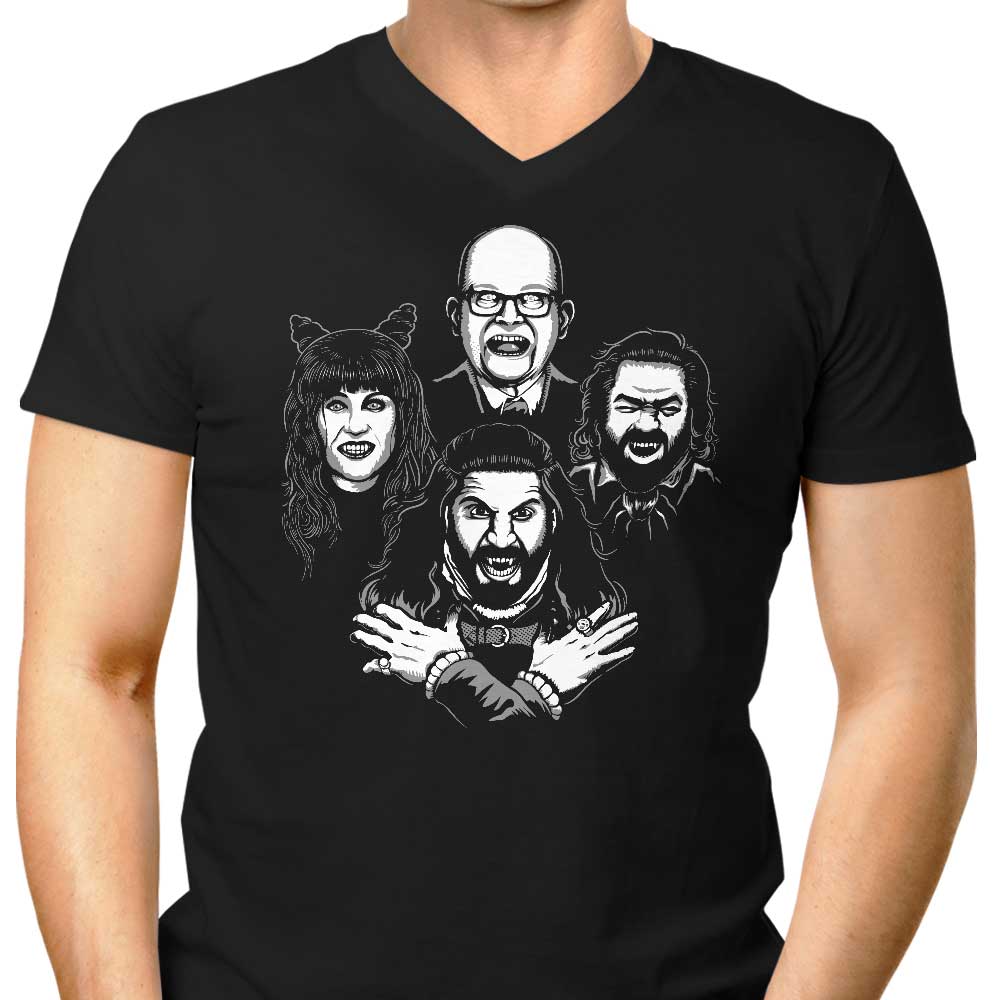 Bohemian-Inspired Men's V-Neck T-Shirt with Shadowy Patterns