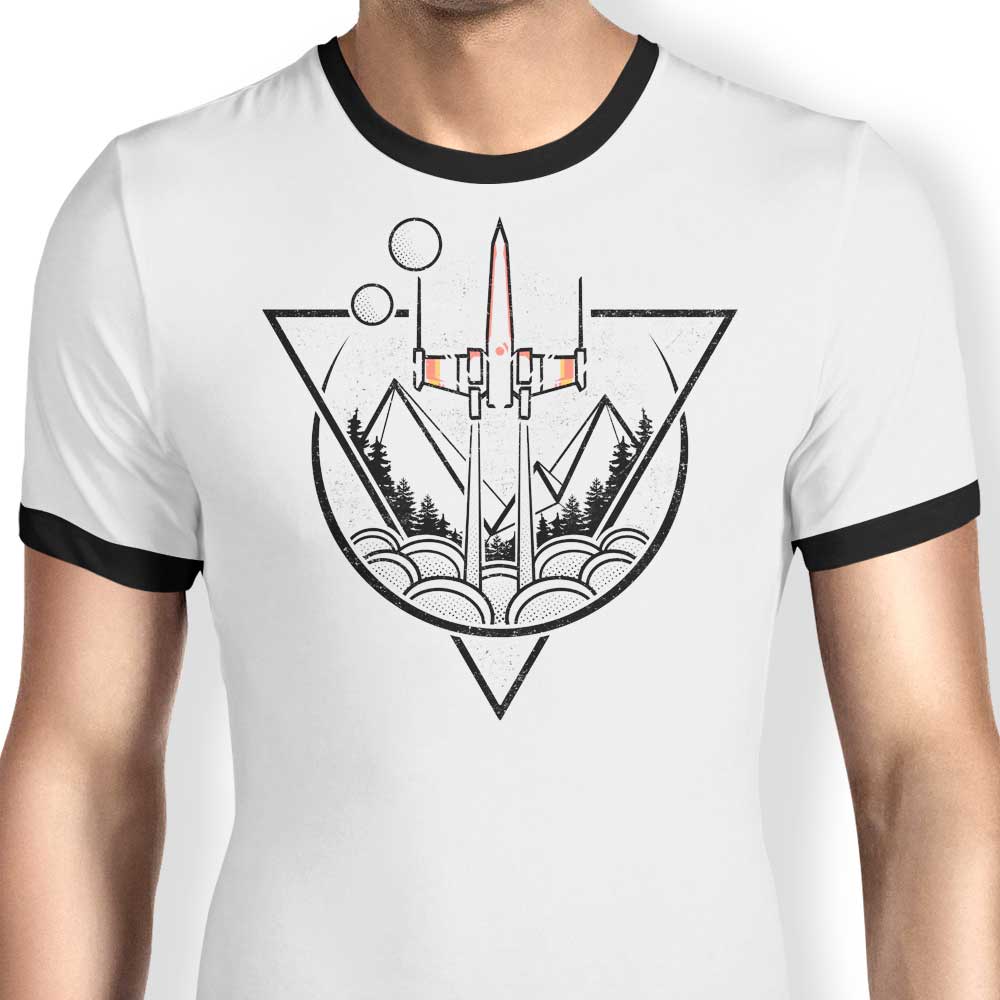 Stylish Geometric Wars Men's Ringer Cotton T-Shirt in S - 4XL Sizes