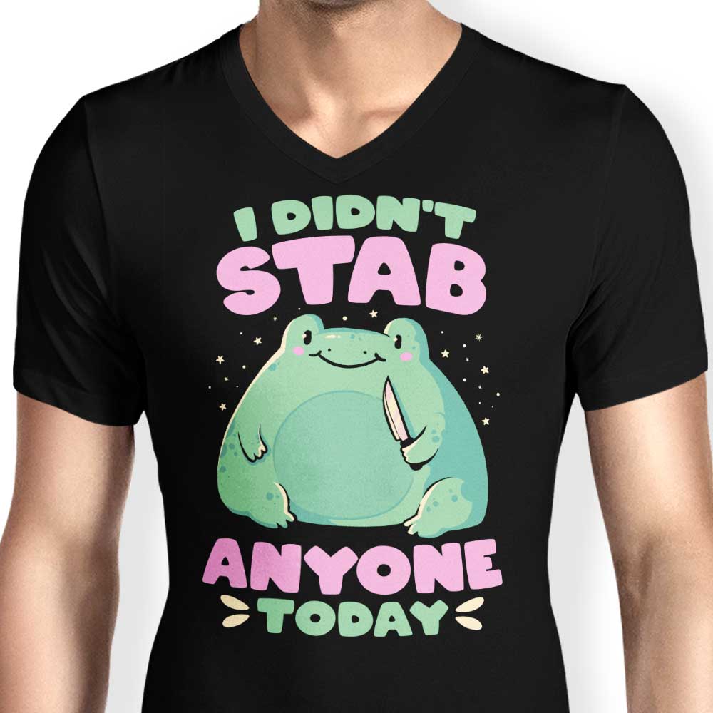 Men's Stylish V-Neck T-Shirt - 'I Didn't Stab Anyone'
