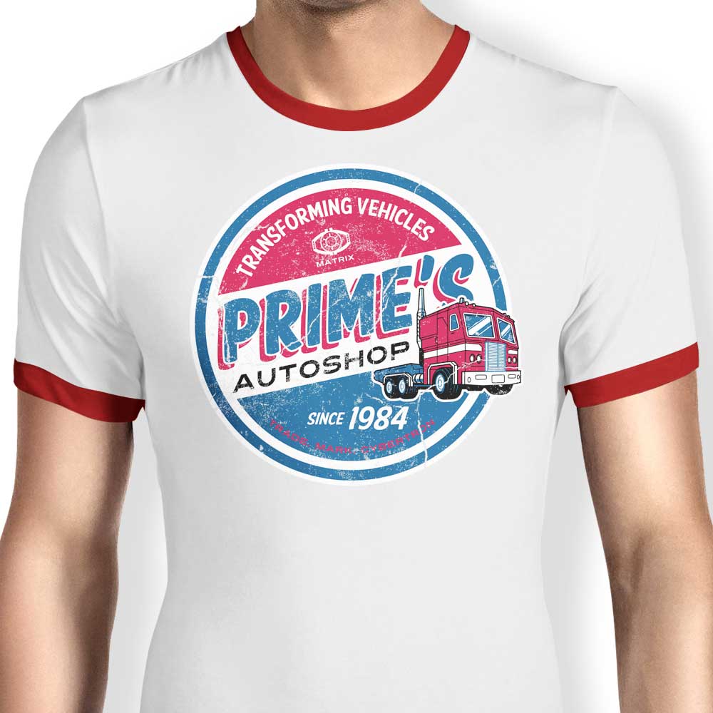 Prime's Auto Shop Stylish Ringer T - Shirt from Nemons