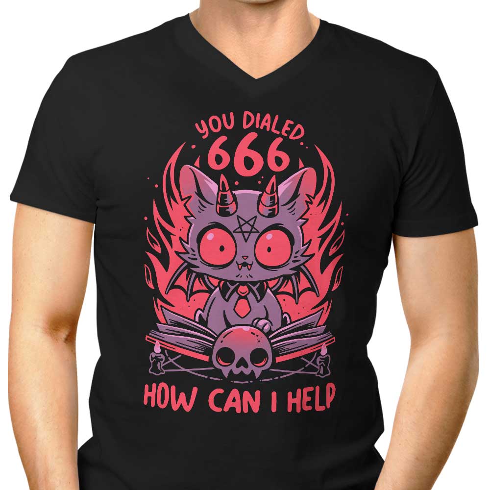 Men's V-Neck Satanic Cat Support T-Shirt