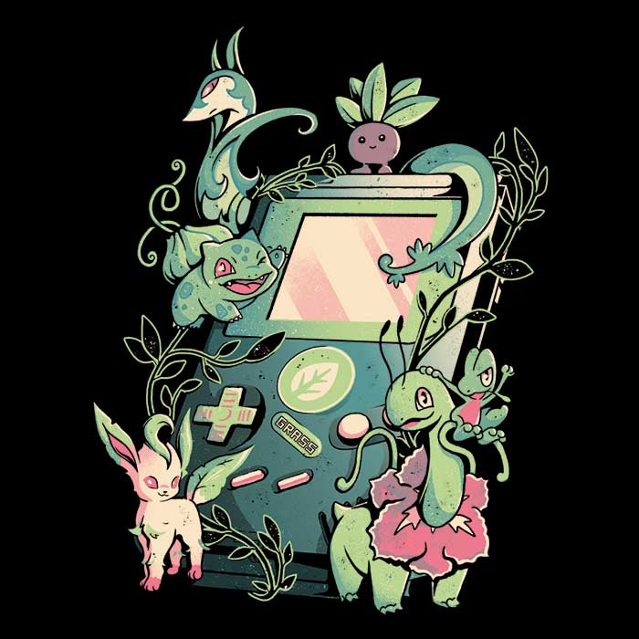 Men's V-Neck Grass-themed Game T-shirt