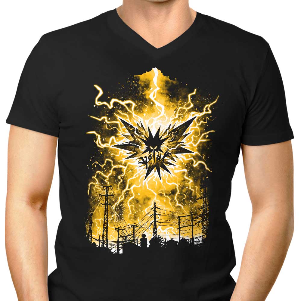 Men's V-Neck with a Lightning Storm Design