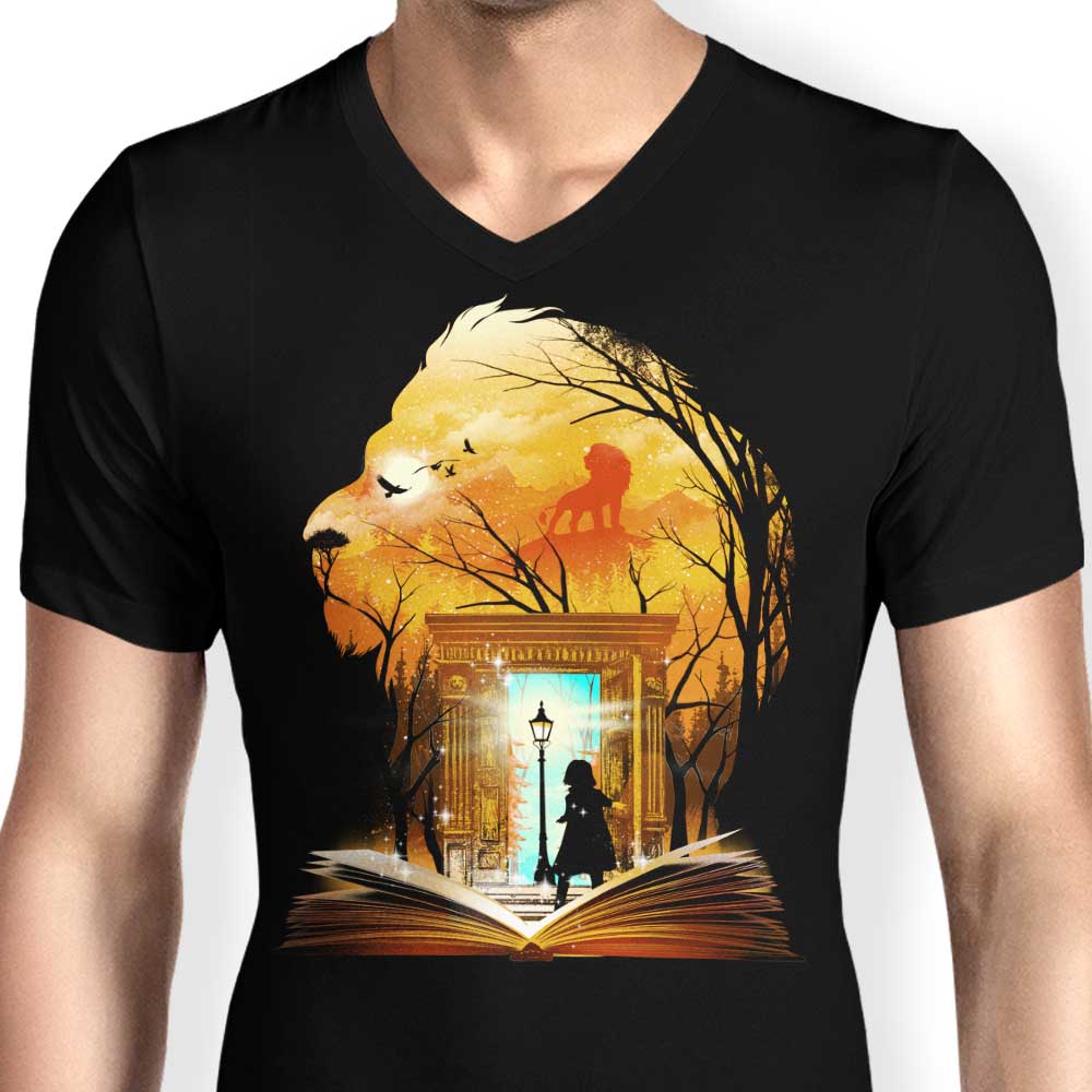 Men's V-Neck Book of Lions and Witches - A Stylish Apparel Piece