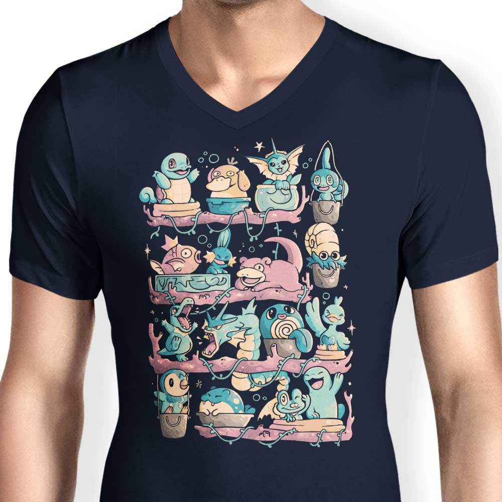 Men's Stylish V-Neck Water Shelf T-Shirt