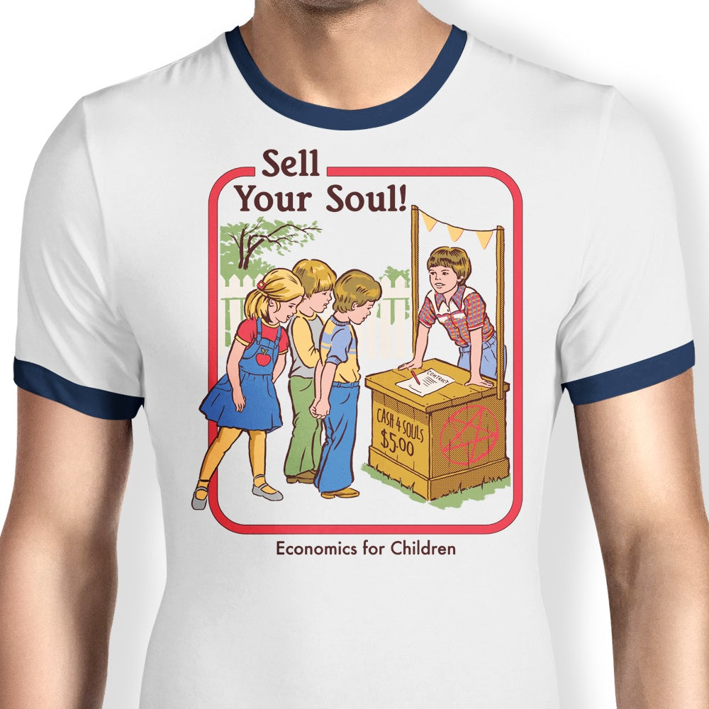 Steven Rhodes' 'Sell Your Soul' Design Men's Ringer Style T-Shirt