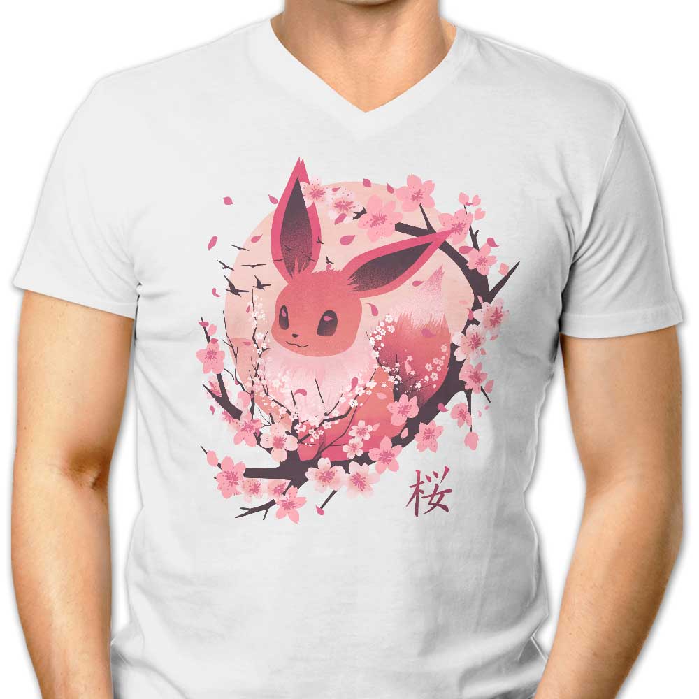 Stylish Men's Sakura Eevee V-Neck T-Shirt