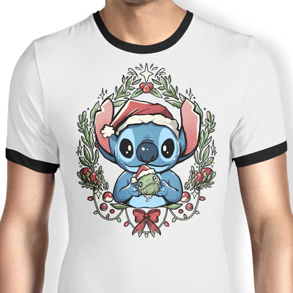 Edu.ely's Experimental Christmas-themed Men's Ringer T-Shirt for a Festive Look
