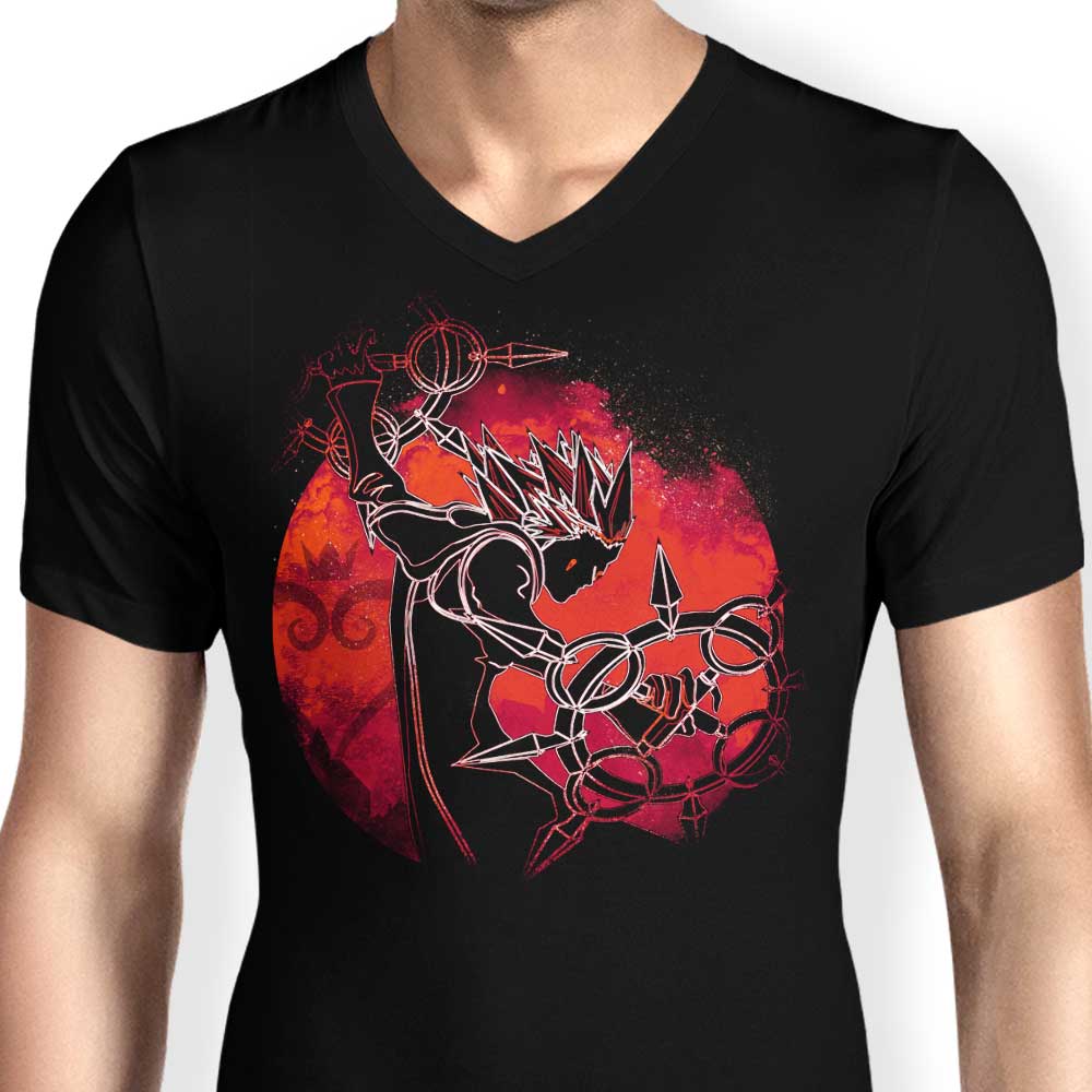 Men's V-Neck T-Shirt Featuring the Enchanting Dancing Flames Orb Design