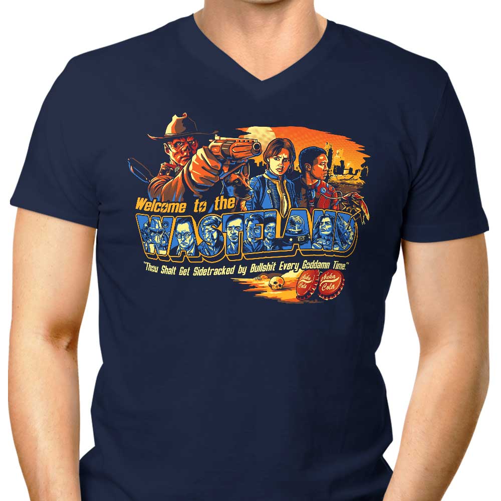 Men's Stylish V-Neck T-Shirt: Welcome to the Wasteland