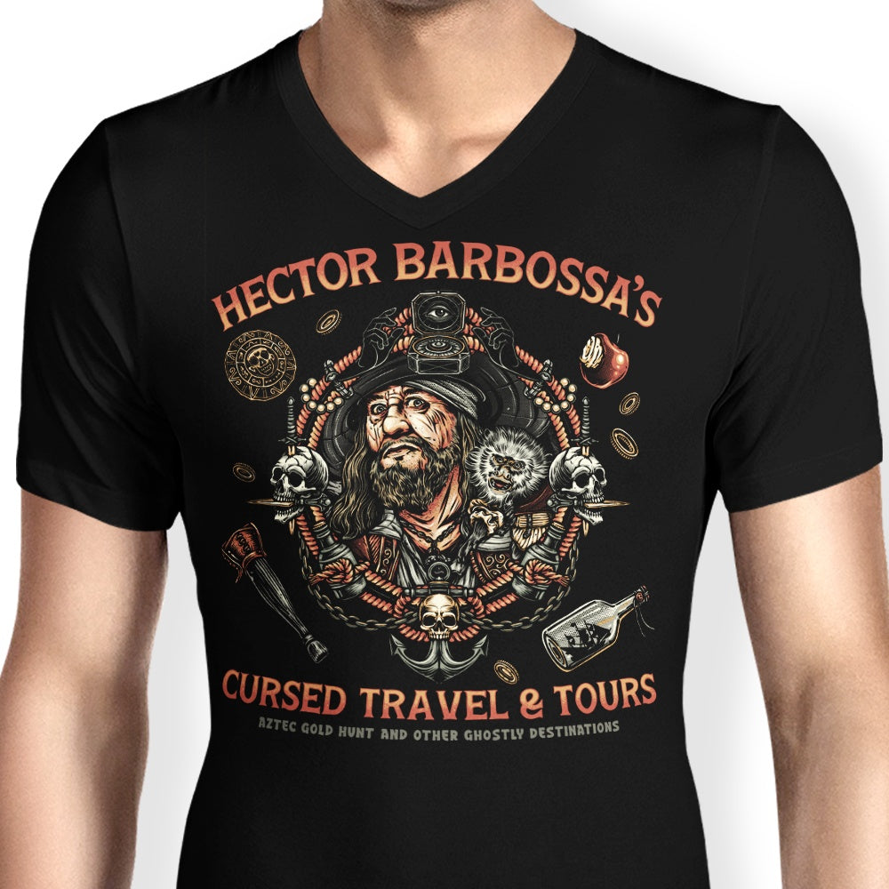 Glitchygorilla's Men's Stylish Cursed Travel and Tours V-Neck
