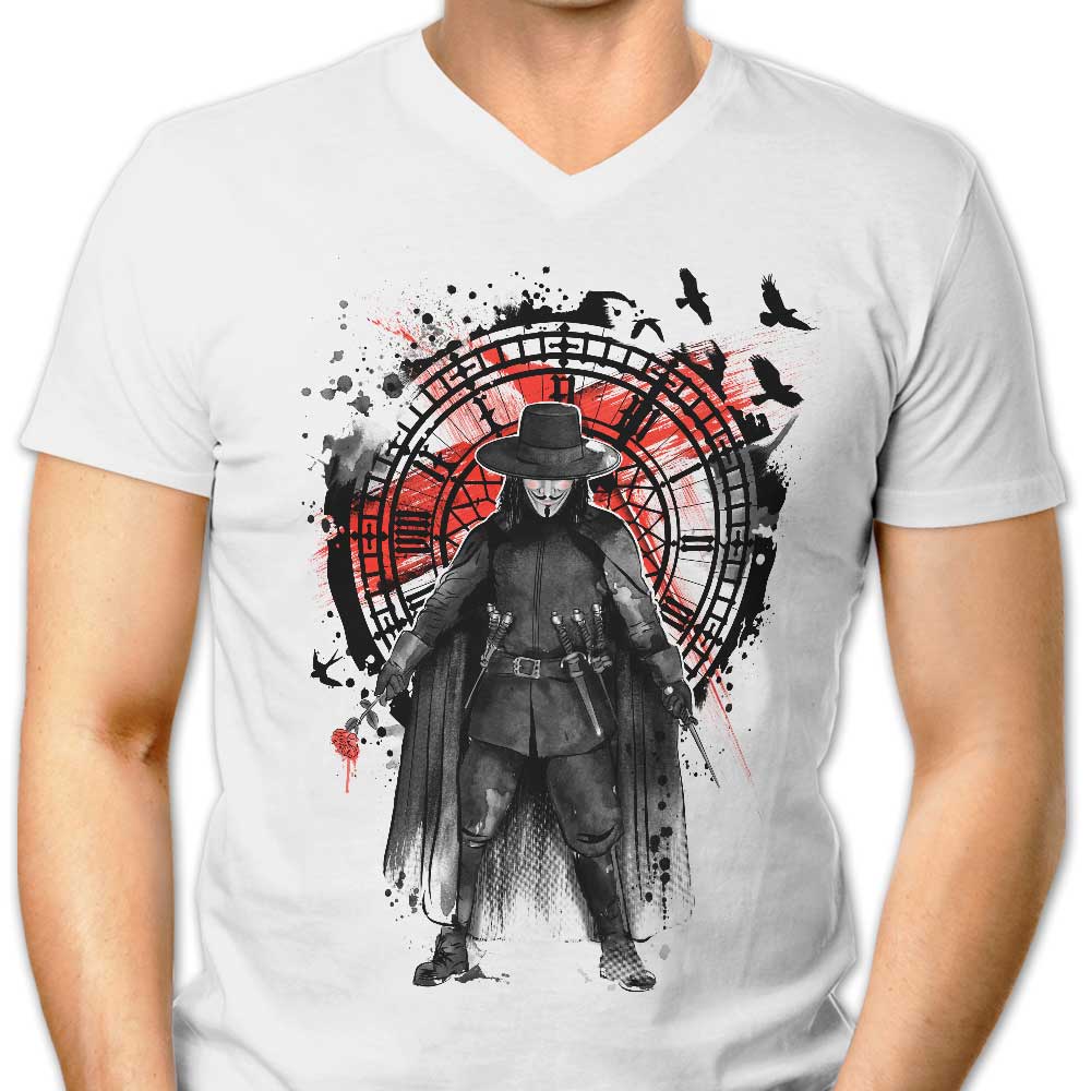 Stylish Men's V-Neck T-Shirt - God Is In The Rain