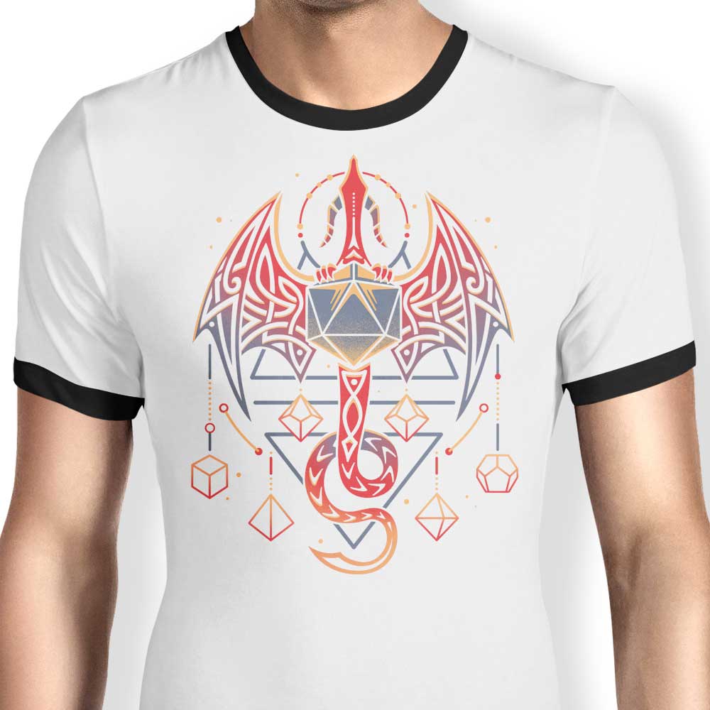 Snouleaf's Stylish Celtic Dragon Dice Ringer T - Shirt