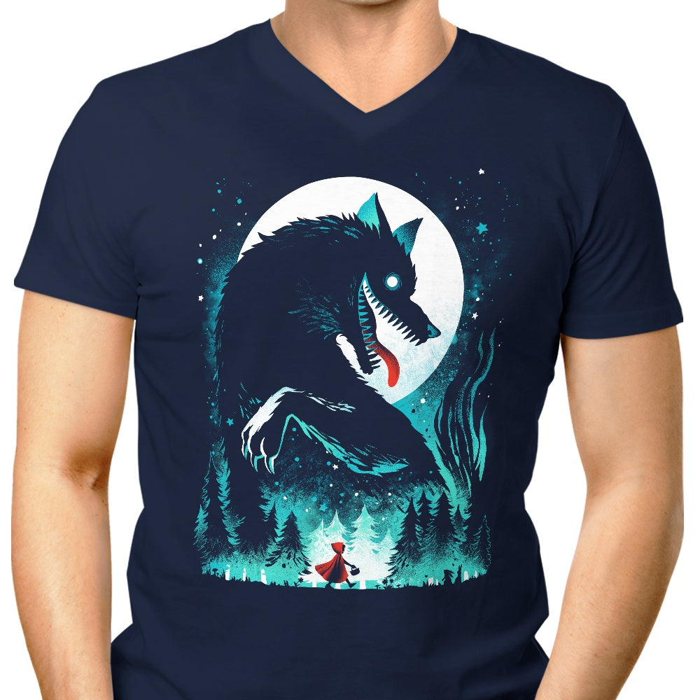 Men's V-Neck Fairy Story Wolf T-Shirt