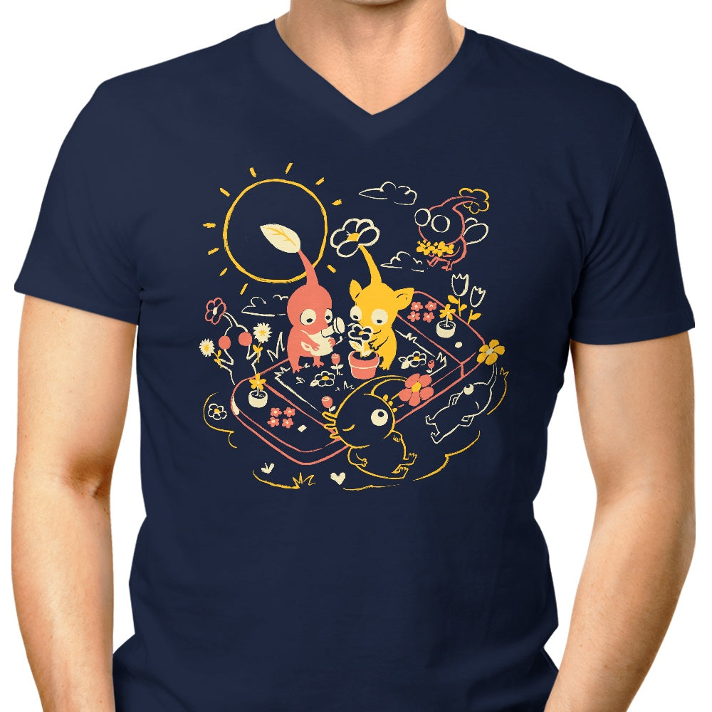Elegant Men's V-Neck Tiny Garden T-Shirt