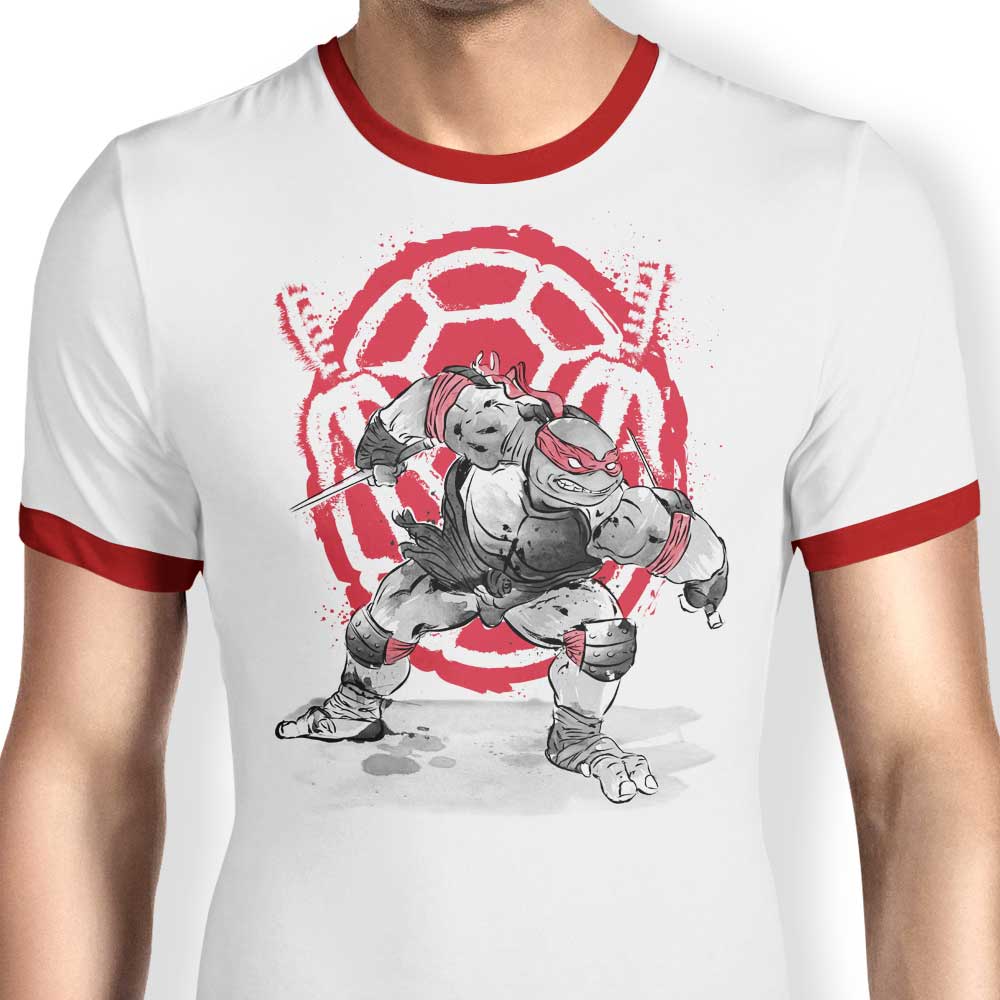 Dr. Monekers' Sai Sumi-e Men's 100% Cotton Ringer T-Shirt in S - 4XL