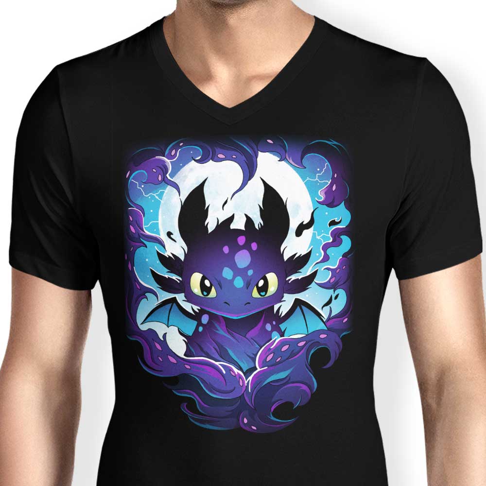 Stylish Men's V-Neck with Darkness Dragon Design