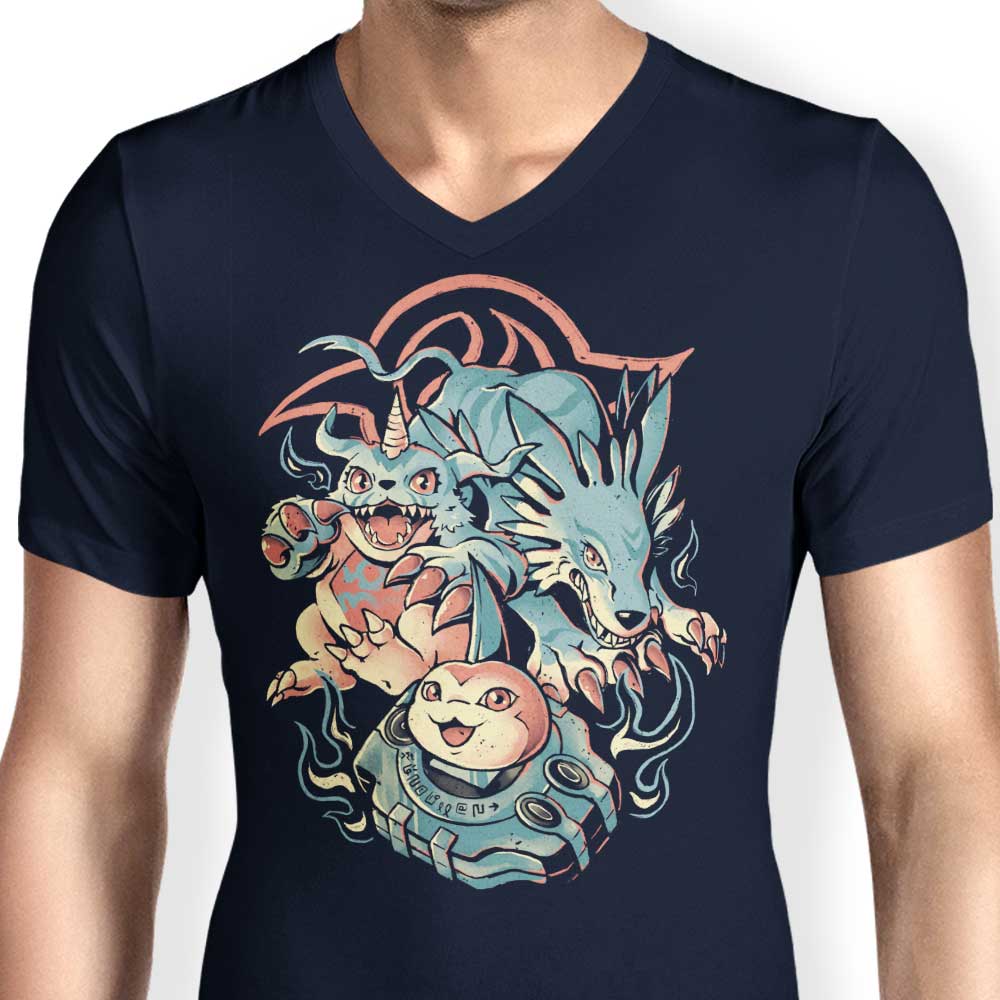 Men's Stylish Digital Wolf Evolution V-Neck T-Shirt