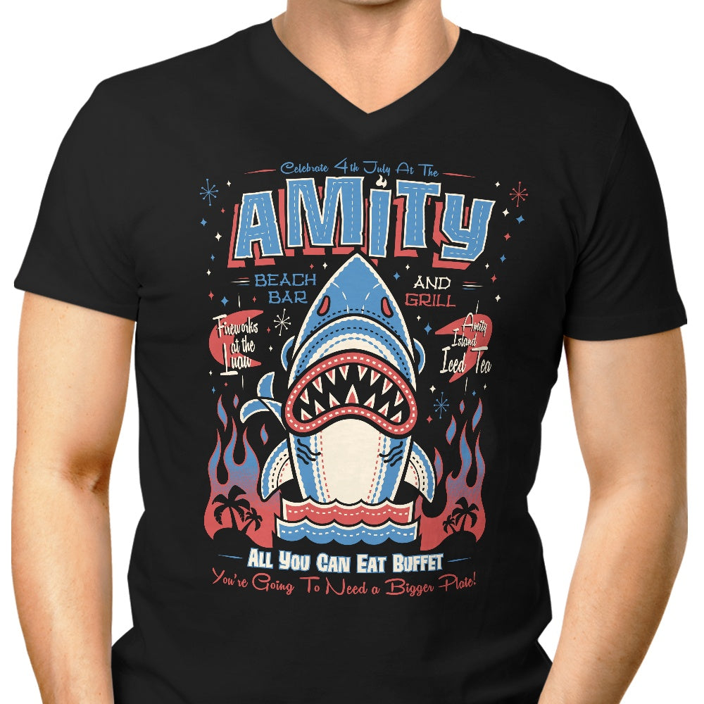 Stylish Men's V-Neck Shark Tiki Shirt by Nemons