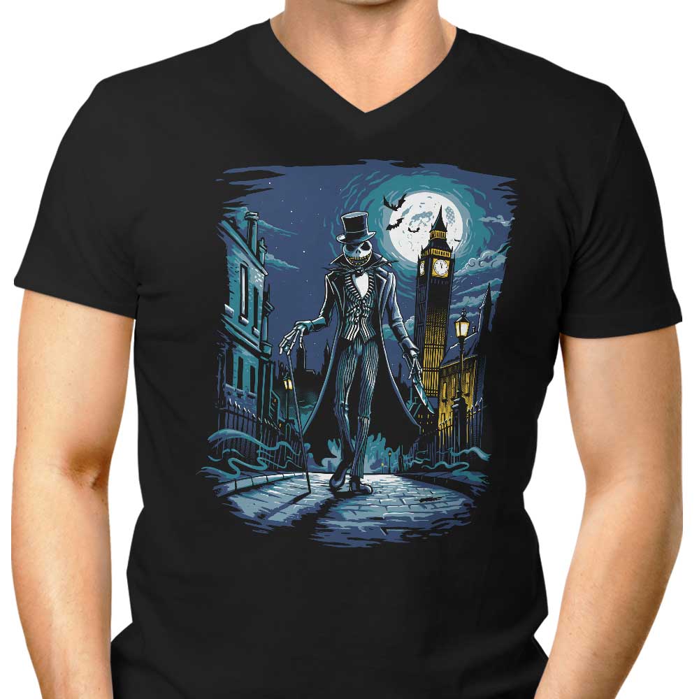 Men's Fashionable V-Neck T-Shirt Inspired by Jack the Ripper