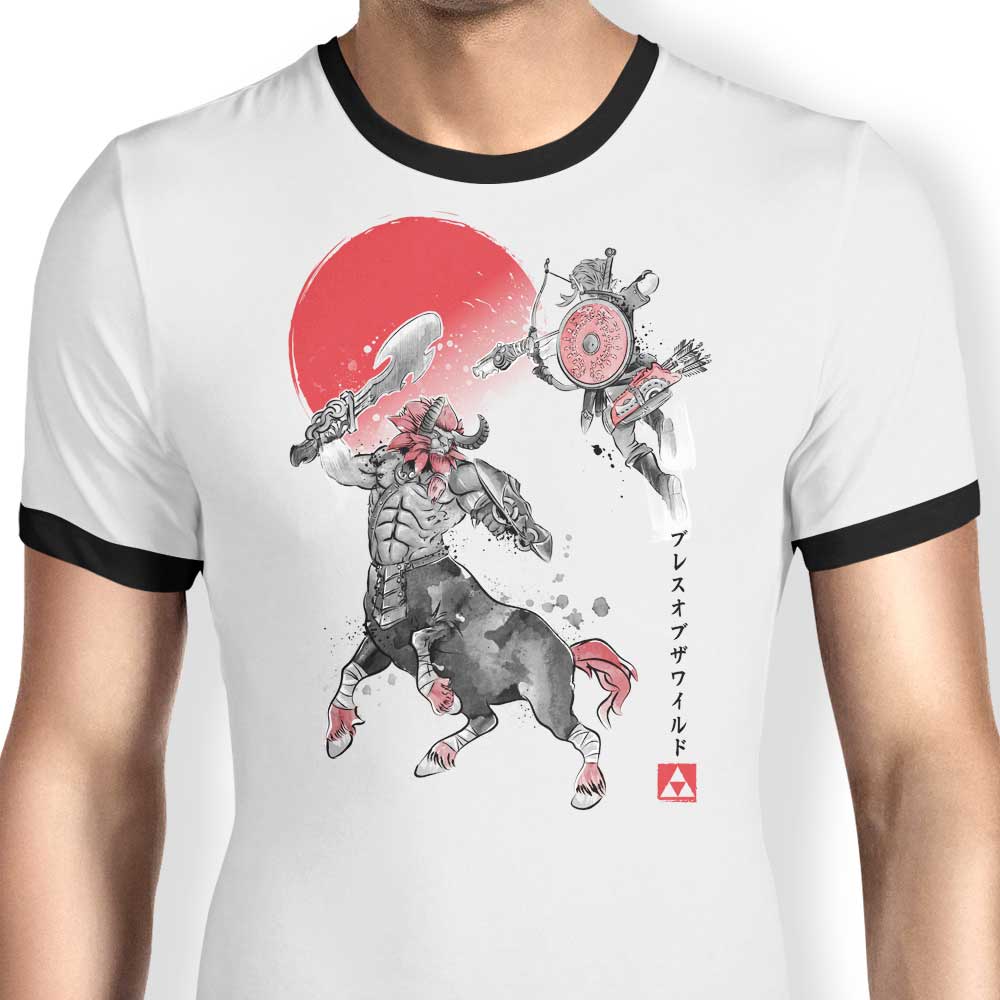 Dr. Monekers' Death Mountain Battle Men's Ringer T - Shirt in S to 4XL