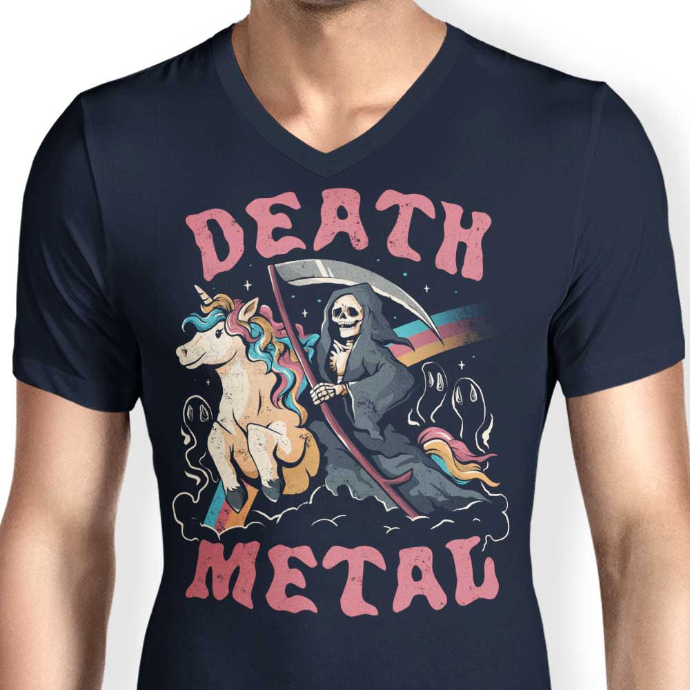 Men's Stylish V-Neck T-Shirt Inspired by Death Metal