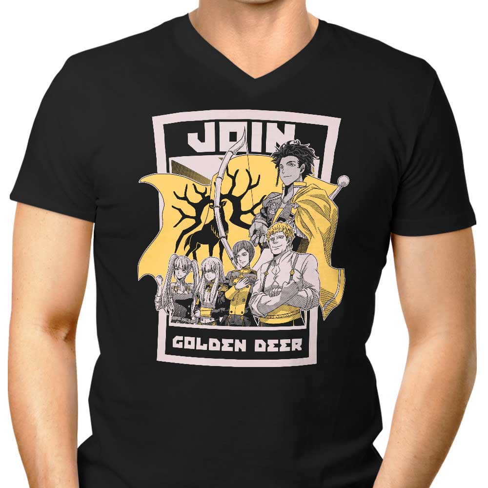 Join the Golden Deer Men's Fashionable V-Neck T-Shirt
