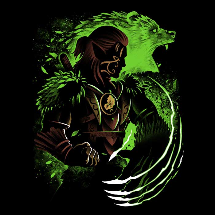 Men's V-Neck Shapeshifting Wood Elf T-Shirt from Alemaglia