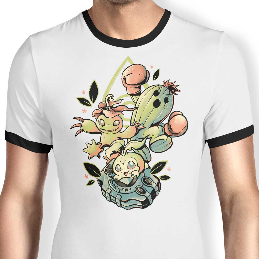 Evolving Digital Cactus Design - Stylish Ringer T-Shirt