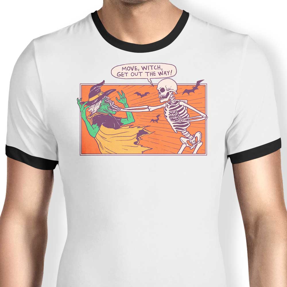 Hillary White's Move Witch Men's 100% Cotton Ringer T-Shirt
