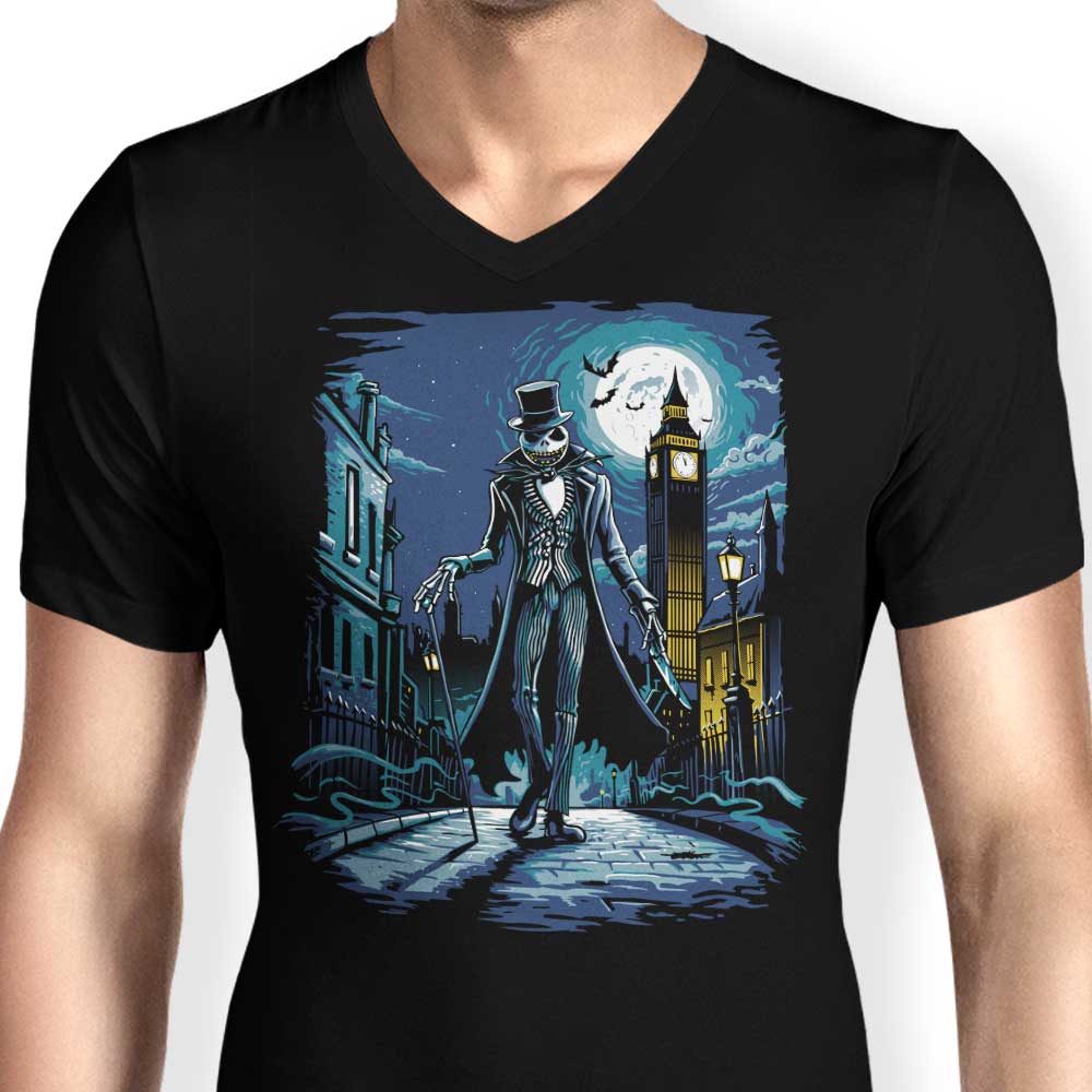 Men's Fashionable V-Neck T-Shirt Inspired by Jack the Ripper