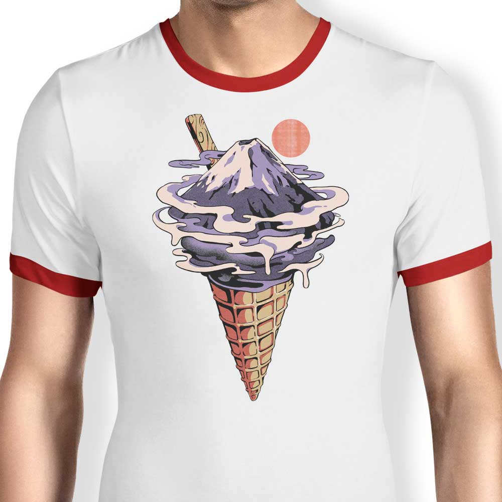 Ilustrata's Fuji Ice Cream-themed Men's Ringer Style T-Shirt