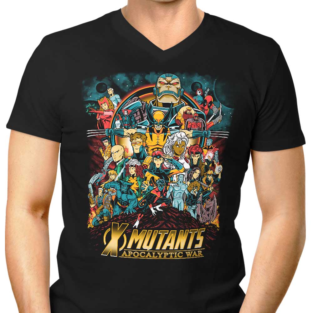 Men's Apocalyptic War Themed V-Neck T-Shirt