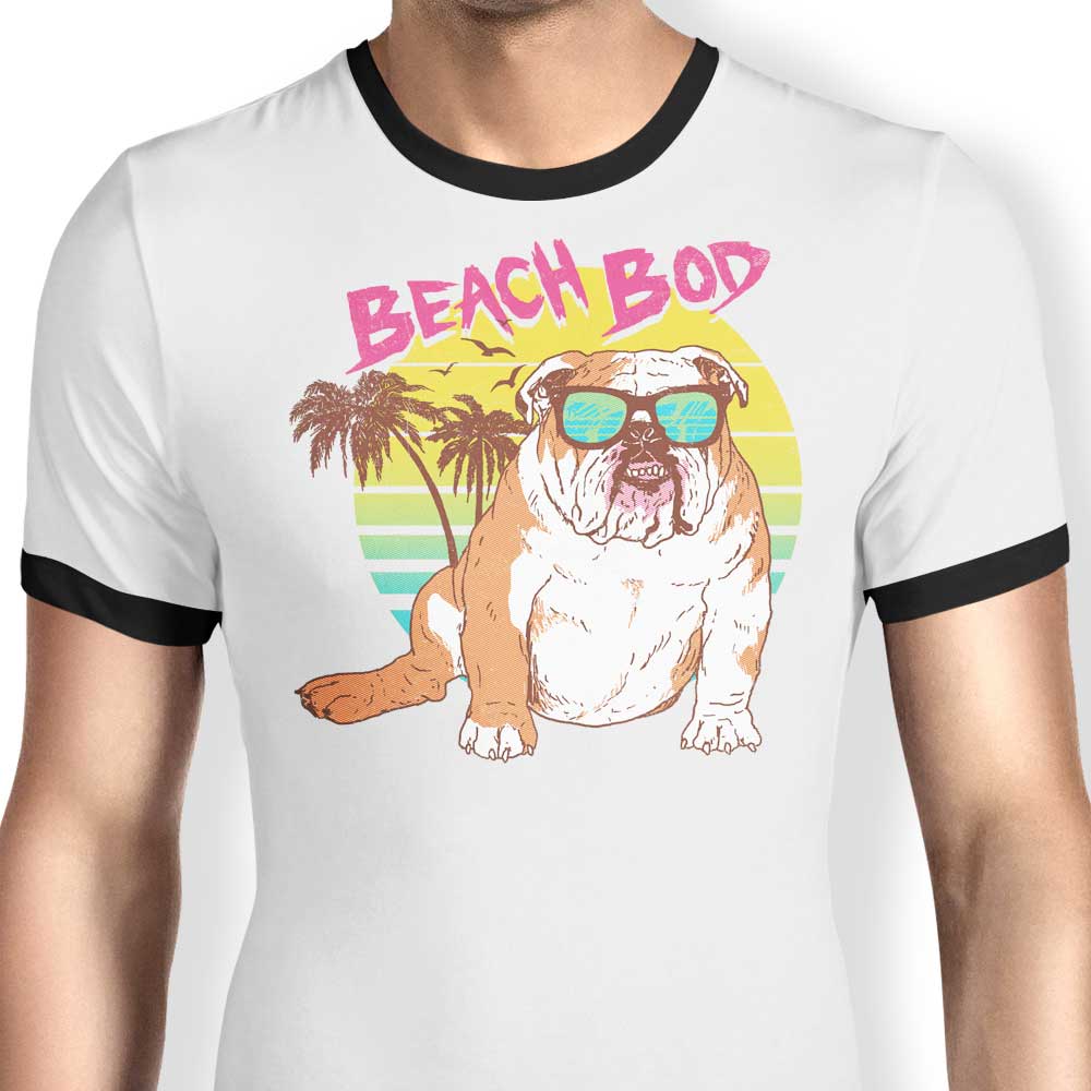 Hillary White's Premium Men's Ringer Beach Bod T-Shirt, S - 4XL