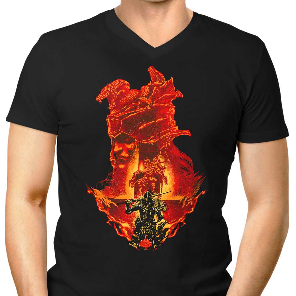 Hypertwenty's Flaming Assault Men's V-Neck T-Shirt